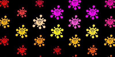 toile de fond de vecteur multicolore sombre avec symboles de virus.