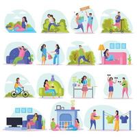 week-end paresseux personnes plat icon set vector illustration