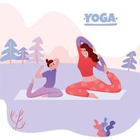 maman fille yoga illustration illustration vectorielle vecteur