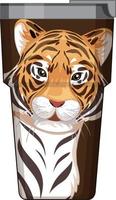 une bouteille thermos marron avec motif tigre vecteur