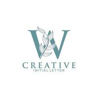 initiale lettre w et floral logo vecteur, botanique minimaliste lettre féminin logo conception modèle vecteur