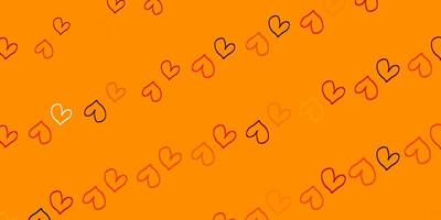 modèle vectoriel orange clair avec des coeurs de doodle.