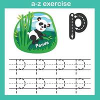 Lettre de l'alphabet p-panda exercice, papier découpé concept vector illustration