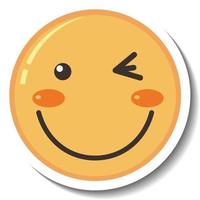 un modèle d'autocollant avec smile face emoji isolé vecteur