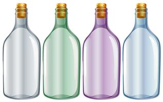Quatre bouteilles de verre