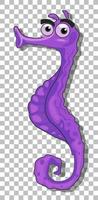 personnage de dessin animé hippocampe violet isolé vecteur
