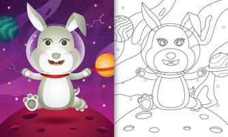 livre de coloriage pour les enfants avec un lapin mignon dans la galaxie de l'espace vecteur