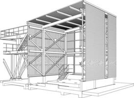 3d illustration de industriel bâtiment vecteur