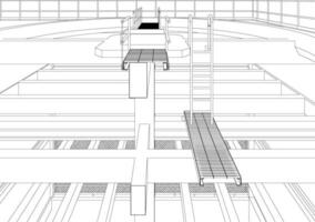 3d illustration de industriel bâtiment vecteur