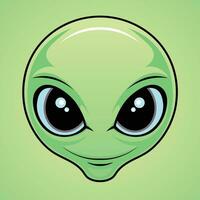 vecteur illustration marrant dessin animé vert extraterrestre visage sur vert Contexte