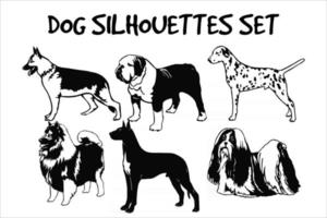 vecteur de jeu de silhouettes de chien