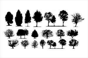 méga ensemble de silhouettes d'arbres vecteur