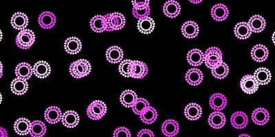 toile de fond de vecteur rose foncé avec des symboles de virus.