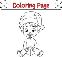 content Noël peu des gamins coloration page pour les enfants. vecteur