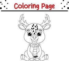 content Noël cerf coloration page pour les enfants. vecteur