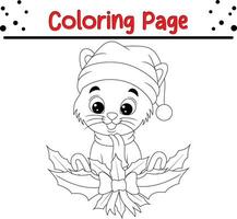 content Noël animal coloration page pour les enfants. vecteur