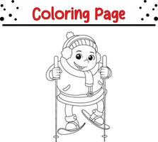 hiver peu des gamins coloration page pour enfants. vecteur noir et blanc illustration isolé sur blanc Contexte.