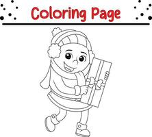 hiver peu des gamins coloration page pour enfants. vecteur noir et blanc illustration isolé sur blanc Contexte.