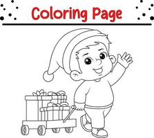 content Noël peu des gamins coloration page pour les enfants. .doubler art conception pour des gamins coloration page. vecteur illustration. isolé sur blanc Contexte.
