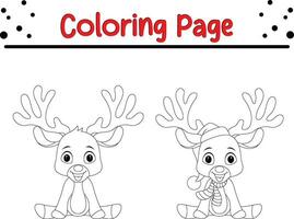 mignonne cerf Noël coloration page pour enfants. content hiver Noël thème coloration livre. vecteur