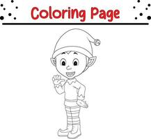 content Noël elfe coloration page pour les enfants. .doubler art conception pour des gamins coloration page. vecteur illustration. isolé sur blanc Contexte.