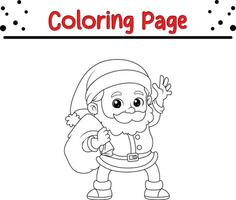 Noël Père Noël avec sac coloration page pour enfants. vecteur noir et blanc illustration isolé sur blanc Contexte.