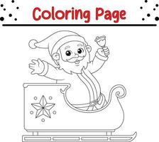 Noël Père Noël avec cadeau coloration page pour enfants. vecteur noir et blanc illustration isolé sur blanc Contexte.