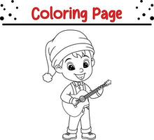 content Noël dessin animé peu garçon coloration page pour les enfants. vecteur