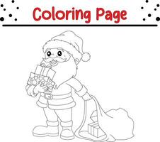 content Père Noël claus Noël coloration page pour enfants. content hiver Noël thème coloration livre. vecteur