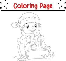 mignonne les enfants Noël coloration page pour enfants. content hiver Noël thème coloration livre. vecteur