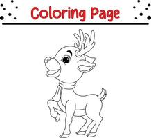 content Noël cerf coloration page pour les enfants. vecteur
