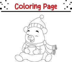 mignonne ours Noël coloration page pour enfants. content hiver Noël thème coloration livre. vecteur