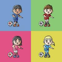 ensemble de mignonne vecteur illustration de Football joueurs. homme et femme Football joueur vecteur illustration. football joueur illustration.