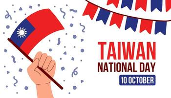 Taïwan content nationale journée salutation carte, bannière avec modèle texte vecteur illustration. taiwanais Mémorial vacances 10e de octobre conception élément avec drapeau avec Soleil.