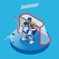 gardien de but de hockey fond isométrique vector illustration