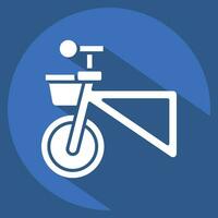 icône panier en relation à vélo symbole. longue ombre style. Facile conception modifiable. Facile illustration vecteur