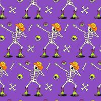 modèle pour Halloween. rétro dessin animé éléments et cool squelette personnage. des os et yeux. vecteur