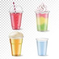 verres en plastique réaliste set vector illustration