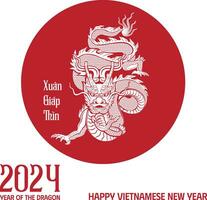 vietnamien Nouveau année giap mince 2024, dragon de Nouveau an. chinois Nouveau an. dragon 2024 vecteur