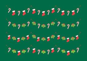 ensemble de Noël et hiver vacances décoration guirlande. Noël décoration éléments collection. Père Noël chaussette, bas, du gui, ornements, bonbons canne. vecteur illustration.
