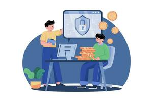 crypto protection illustration concept sur blanc Contexte vecteur