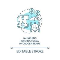 lancement de l'icône du concept de commerce international de l'hydrogène vecteur