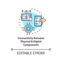 connectivité entre l'icône de concept de composants physiques et numériques vecteur