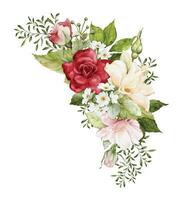 aquarelle arrangement avec magnifique Rose fleurs vecteur
