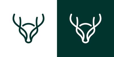 logo conception avec une cerf tête élément fabriqué dans une minimaliste ligne style. vecteur