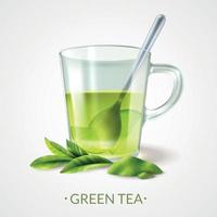 illustration vectorielle de composition de tasse de thé vert vecteur