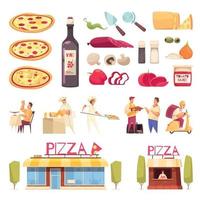 jeu d'icônes de pizza illustration vectorielle vecteur