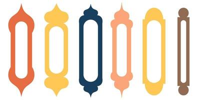 collection de arabe Oriental les fenêtres et miroirs. moderne conception pour cadres, motifs, arrière-plans. mosquée dôme et lanternes islamique Ramadan kareem et eid mubarak style. vecteur illustration