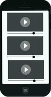 multimédia vidéo joueur forme sur une téléphone intelligent afficher vecteur illustration. vidéo diffusion icône