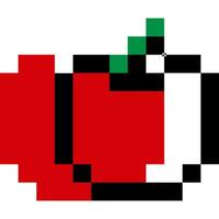Pomme fruit dessin animé icône dans pixel style. vecteur